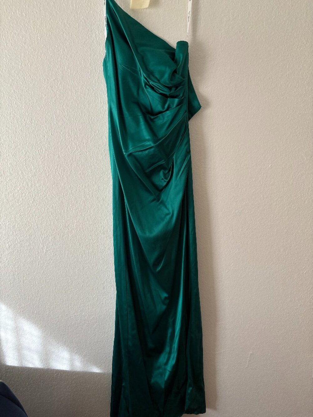 Sherri Hill Dresses | Sherri Hill One Shoulder Emerald Green Silk Gown With Ruch
